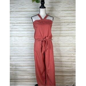Vintage Handmade Coral Wide Leg Halter Neck Jumpsuit
